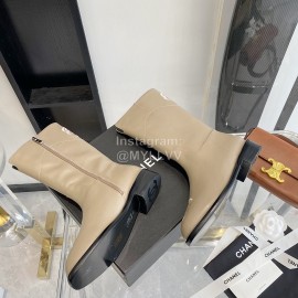 Chanel Camellia Cowhide Long Boots For Women Apricot