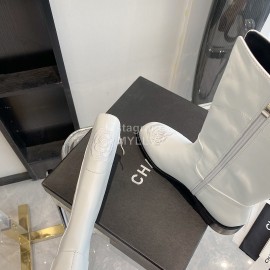 Chanel Camellia Cowhide Long Boots For Women White