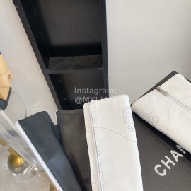 Chanel Camellia Cowhide Long Boots For Women White