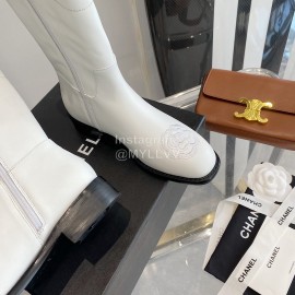 Chanel Camellia Cowhide Long Boots For Women White