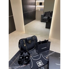 Chanel Winter Soft Fur Slippers For Women Black