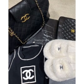Chanel Winter Soft Fur Slippers For Women White