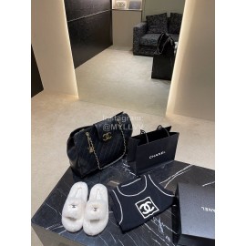 Chanel Winter Soft Fur Slippers For Women White