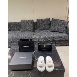 Chanel Winter Soft Fur Slippers For Women White