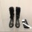 Chanel Black Wool Cowhide High Heel Boots For Women Black