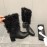 Chanel Black Wool Cowhide High Heel Boots For Women Black