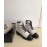 Chanel Autumn Cowhide Lace Up Pearl Motorcycle Boots For Women White