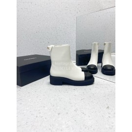 Chanel Autumn Winter Leather Boots For Women White