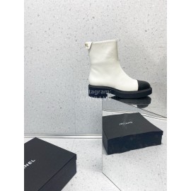 Chanel Autumn Winter Leather Boots For Women White