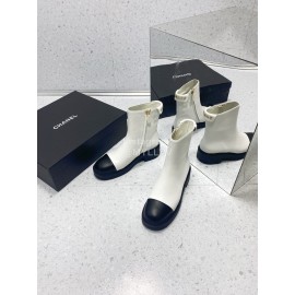 Chanel Autumn Winter Leather Boots For Women White