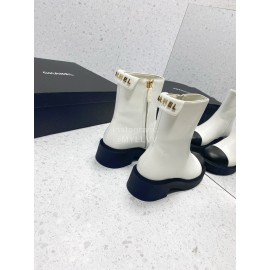 Chanel Autumn Winter Leather Boots For Women White