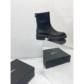 Chanel Autumn Winter Leather Boots For Women Black