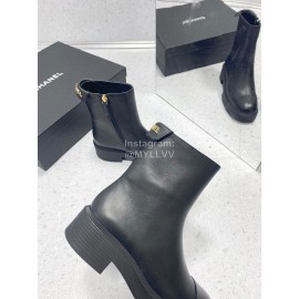 Chanel Autumn Winter Leather Boots For Women Black
