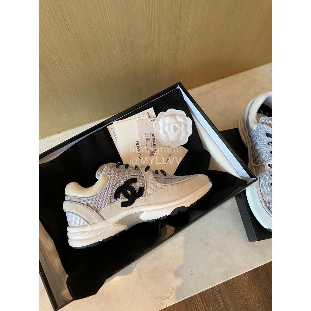 Chanel Autumn Winter Mesh Sneakers For Women Light Gray