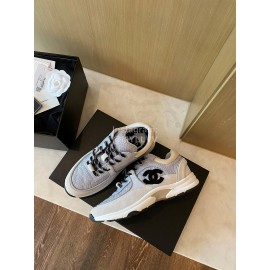 Chanel Autumn Winter Mesh Sneakers For Women Light Gray