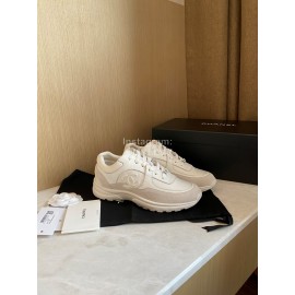 Chanel Autumn Winter Lace Up Sneakers For Women White