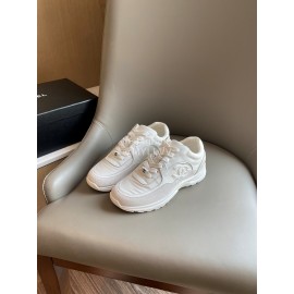 Chanel Autumn Winter Lace Up Sneakers For Women White