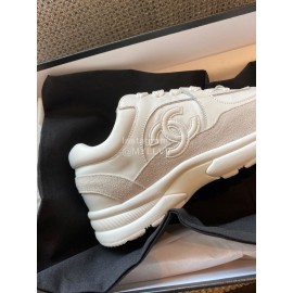 Chanel Autumn Winter Lace Up Sneakers For Women White