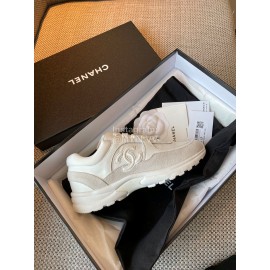 Chanel Autumn Winter Lace Up Sneakers For Women White