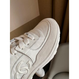 Chanel Autumn Winter Lace Up Sneakers For Women White