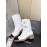 Chanel Winter Lamb Fur Cow Leather Thick High Heel Boots White