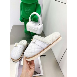 Chanel Winter Lamb Fur Slippers For Women White