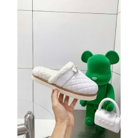 Chanel Winter Lamb Fur Slippers For Women White