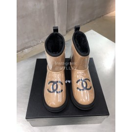 Chanel Warm Wool Waterproof Tpu Boots For Women Brown