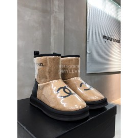 Chanel Warm Wool Waterproof Tpu Boots For Women Brown