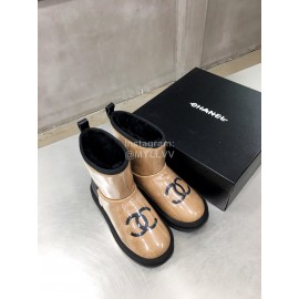 Chanel Warm Wool Waterproof Tpu Boots For Women Brown