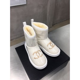 Chanel Warm Wool Waterproof Tpu Boots For Women White