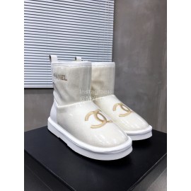 Chanel Warm Wool Waterproof Tpu Boots For Women White