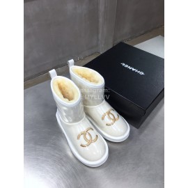 Chanel Warm Wool Waterproof Tpu Boots For Women White