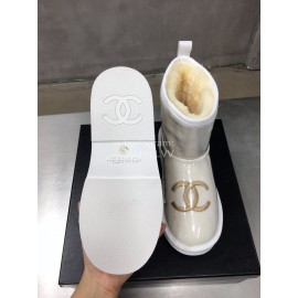 Chanel Warm Wool Waterproof Tpu Boots For Women White