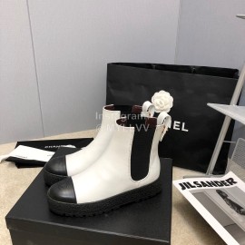 Chanel Winter Cowhide Chelsea Short Boots For Women White