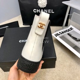 Chanel Winter Cowhide Chelsea Short Boots For Women White