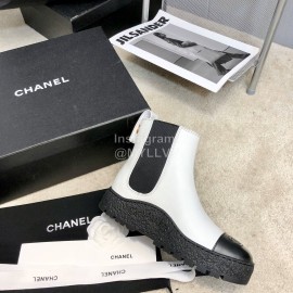 Chanel Winter Cowhide Chelsea Short Boots For Women White