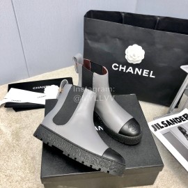 Chanel Winter Cowhide Chelsea Short Boots For Women Gray