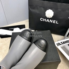 Chanel Winter Cowhide Chelsea Short Boots For Women Gray