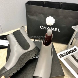 Chanel Winter Cowhide Chelsea Short Boots For Women Gray