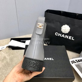 Chanel Winter Cowhide Chelsea Short Boots For Women Gray