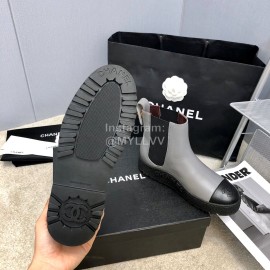 Chanel Winter Cowhide Chelsea Short Boots For Women Gray