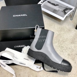 Chanel Winter Cowhide Chelsea Short Boots For Women Gray