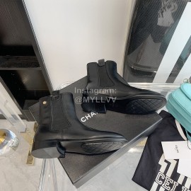 Chanel Black Cowhide Short Boots For Women 