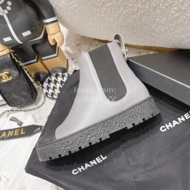 Chanel Winter Cowhide Short Boots For Women Gray