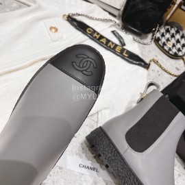Chanel Winter Cowhide Short Boots For Women Gray