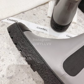 Chanel Winter Cowhide Short Boots For Women Gray