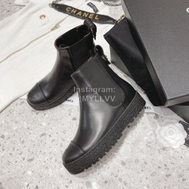 Chanel Winter Cowhide Short Boots For Women Black