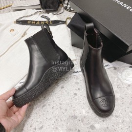 Chanel Winter Cowhide Short Boots For Women Black