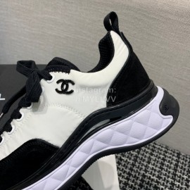 Chanel Down Cotton Lace Up Sneakers For Men And Women White